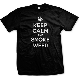 เสื้อยืดอินเทรนด์ผู้ชายอินเทรนด์ผู้หญิงเสื้อยืดลายกราฟฟิก keep calm smoke weed 420S-3XL