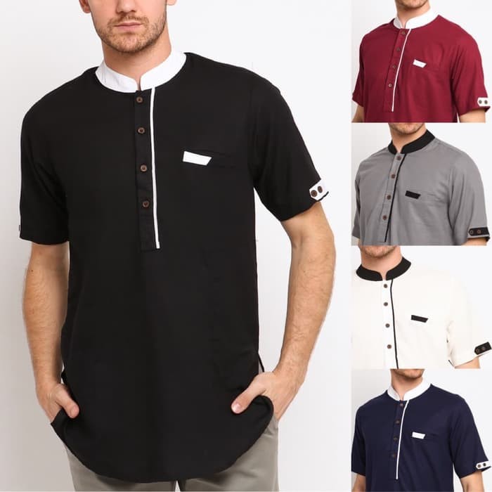 Koko ของแท้ เสื้อเชิ้ตแขนสั้น คอปก กระดุมหน้า สีขาว นําเข้า ขนาดใหญ่ แฟชั่นมุสลิม สําหรับผู้ชาย มุสล