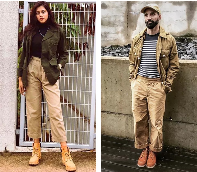 Retro Workwear สไตล์ชายหนุ่มผู้ใหญ่สุภาพบุรุษ American World War II เอวสูง Gurga army กางเกงสีกากีตรง Neapolitan กางเกงชาย Gurkha กางเกง — صورة 4