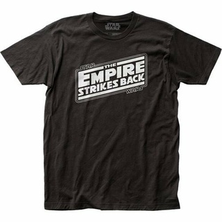 ROUNDคอลูกเรือNeckเสื้อยืด ผ้าฝ้าย 100% พิมพ์ลายโลโก้ Star Wars Empire Strikes คุณภาพสูง-4XL