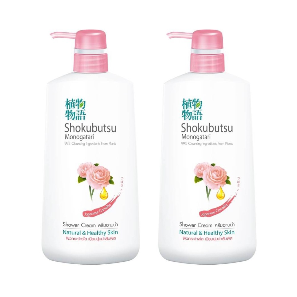 [ 2 ขวด ] SHOKUBUTSU ครีมอาบน้ำ โชกุบุสซึ สูตร เจแปนนิส คาเมลเลีย Japanese Camellia 500 มล.