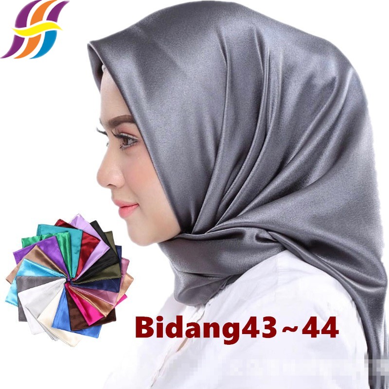 34 สี Tudung Bawal ซาตินฮิญาบสแควร์ซาตินธรรมดา Bawal 90*90 ซม.(35 นิ้ว*35 นิ้ว)
