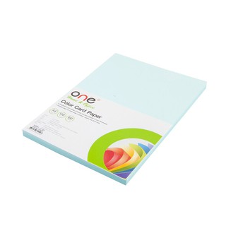 กระดาษการ์ดสี A4 120 แกรม สีฟ้า (100แผ่น) ONE A4 color card paper, 120 grams, blue (100 sheets) ONE