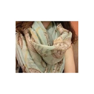 ผ้าพันคอ ผ้าคลุมไหล่ สีฟ้า Scarf chiffon-P59-Blue