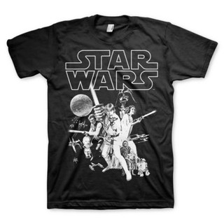 เสื้อยืดใหม่ 2022ผู้ชายเสื้อยืด Men T Shirt ได้รับอนุญาตอย่างเป็นทางการ Star Wars โปสเตอร์คลาสสิก Slim Fit Men ชายเสื้อย