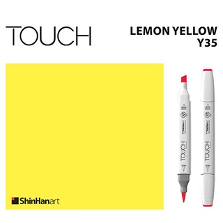 TOUCH TWIN BRUSH MARKER Y35 (LEMON YELLOW) / มาร์คเกอร์หัวพู่กัน-หัวตัดขนาดกลาง รหัส Y35 (LEMON YELLOW)