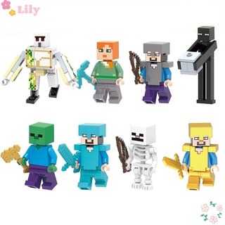 Lily ฟิกเกอร์ Minecraf มินิฟิกเกอร์น่ารัก ของเล่นสําหรับเด็ก My World Action Figure