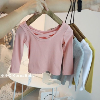 ❀Qinzi เสือดาว❀พร้อมส่ง เสื้อยืดแขนยาว สีพื้น สไตล์เกาหลี แฟชั่นฤดูใบไม้ร่วง สําหรับเด็กผู้หญิง 2022