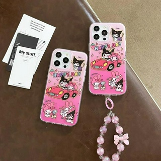 💕พร้อมส่ง💕iPhone 14 13 12 11 Pro Max เคส for เคสไอโฟน11 น่ารัก kuromi บางเบาพกพาง่าย โซ่มุก Case