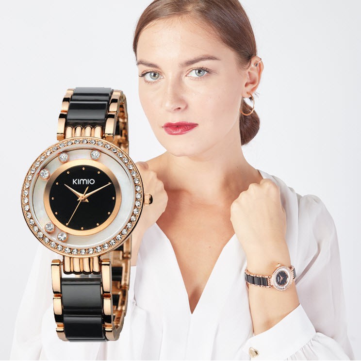 Kimio แท้ ส่งเร็ว นาฬิกาข้อมือสุภาพสตรี ประดับคริสตัล รุ่น K485พร้อมกล่องนาฬิกา