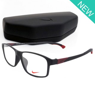 Nike Fashion แว่นตา รุ่น 8212 C-1 สีดำด้านขาแดง กรอบแว่นตา กรอบเต็ม ขาข้อต่อ สแตนเลส สตีล Eyewear Top Glasses