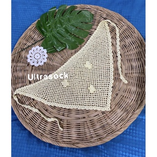 37(พร้อมส่ง) ผ้าโพกหัวด้ายถักละเอียดโคเชต์ถักมือปราณีตทุกชิ้นhandmadeแนววินเทจ🧶🌈