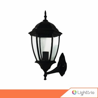 Lighttrio โคมไฟติดผนังอลูมิเนียม Classic Lamp ไฟอาคาร ไฟภายนอก ไฟทางเดิน รุ่น O-0179W - สีดำ (ไม่รวมหลอดไฟ)