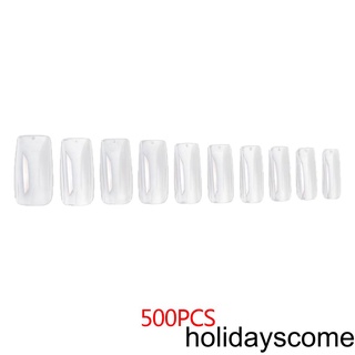 [HCLM] 500PCS Nail Acrylic Artificial Transparent False Nails Nail Art Decoration White Nail Patch