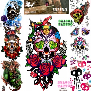 แทททู 4ใบ100บาท รอยสักชั่วคราว หัวกระโหลก tattoo