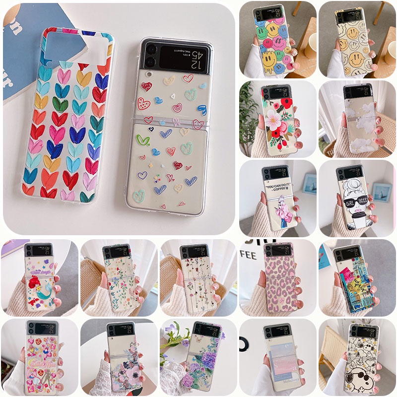 เคสโทรศัพท์มือถือแบบแข็ง ใส กันกระแทก ลายกราฟฟิตี้หัวใจน่ารัก สําหรับ Samsung Galaxy Z Flip 4 Z Flip