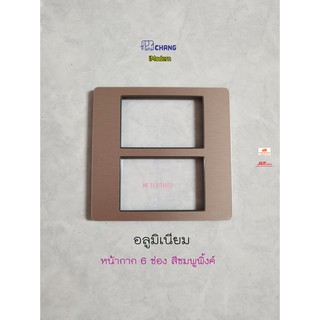 Chang iModern หน้ากาก 6 ช่องอลูมิเนียม MC-96PG สีพิ้งค์โกลด์ ( Pink Gold Aluminum ) iModern หน้ากาก 6 ช่องอลูมิเนียม MC-