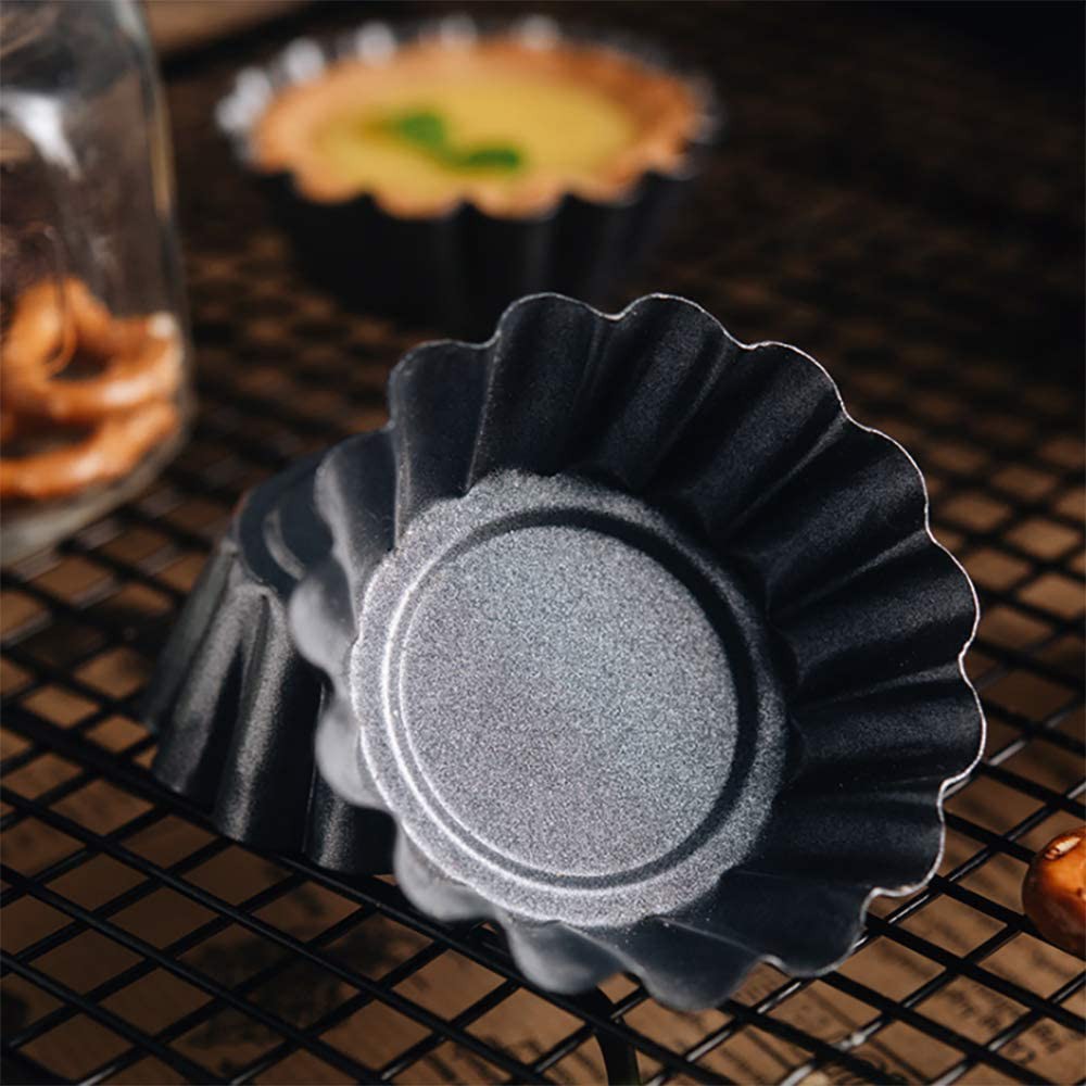 Egg Tart Molds Carbon Steel 7.3 x 2.5 cm Muffin Mould Cupcake Cookie Pudding Nonstick Mold Cheese Pa