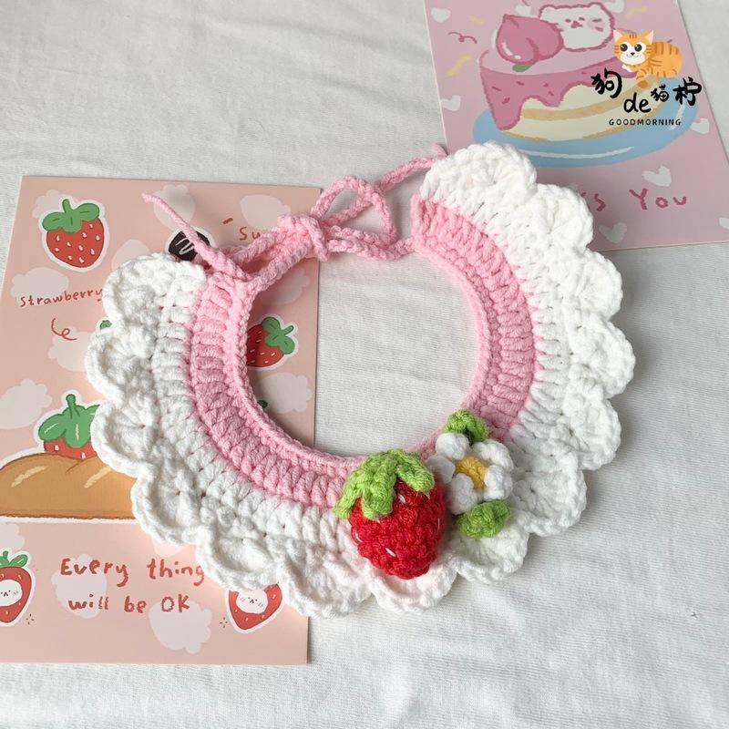 ปลอกคอ ผ้าพันคอ ผ้าวูลถักโครเชต์ แฮนด์เมด สําหรับสัตว์เลี้ยง สุนัข แมว กระต่าย Diy - รูปที่ 2