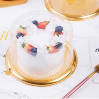 กล่องใส่เค้กขนาด 1/2 ปอนด์ กล่องใส่ขนมปัง ฐานสีทอง ฝาครอบสูง 8 และ 9 cm. 10ชิ้น/ชุด