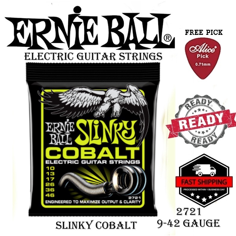 ERNIE BALL STRINGS - REGULAR SLINKY 2721 COBALT ELECTRIC GUITAR STRINGS - 10-46 GAUGE