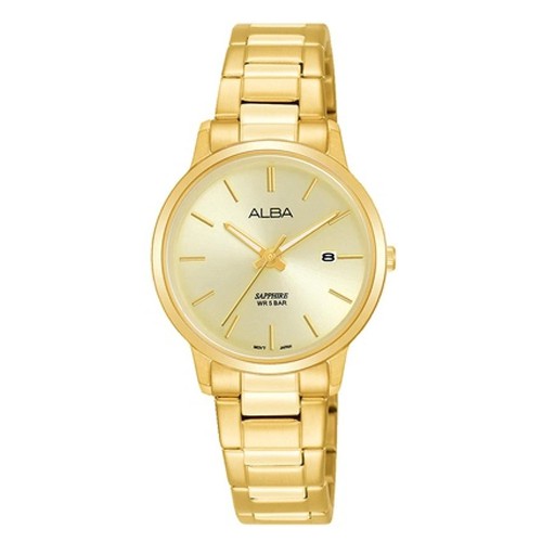ALBA PRESTIGE Quartz Ladies นาฬิกาข้อมือผู้หญิง สายสแตนเลส สีทอง รุ่น AH7R48X, AH7R48X1