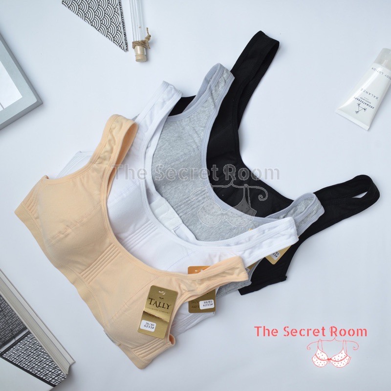 SALLY BRA BH DAILY / SPORT 6233 (สายสะพาย) I CUP A | ลวดไม่มีโฟม I ไม่มีโฟม I SIZE 34 - 38 I HOOK 3 