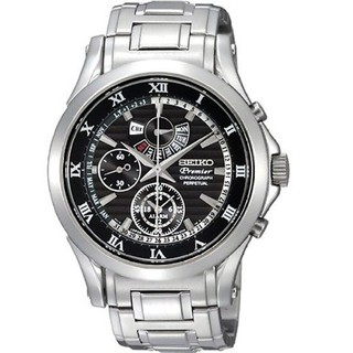 Seiko Premier Chronograph Perpetualนาฬิกาข้อมือสายสแตนเลสรุ่นSPC051P1-Silver