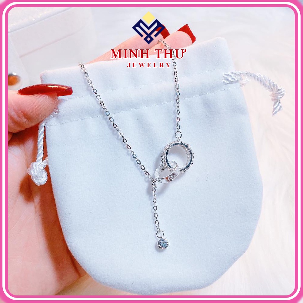 สร้อยคอผู้หญิงเงินแท้ 925 พร้อมแหวนหินแบบไร้รอยต่อสุดน่ารัก MINH THU เครื่องประดับ MTD8201