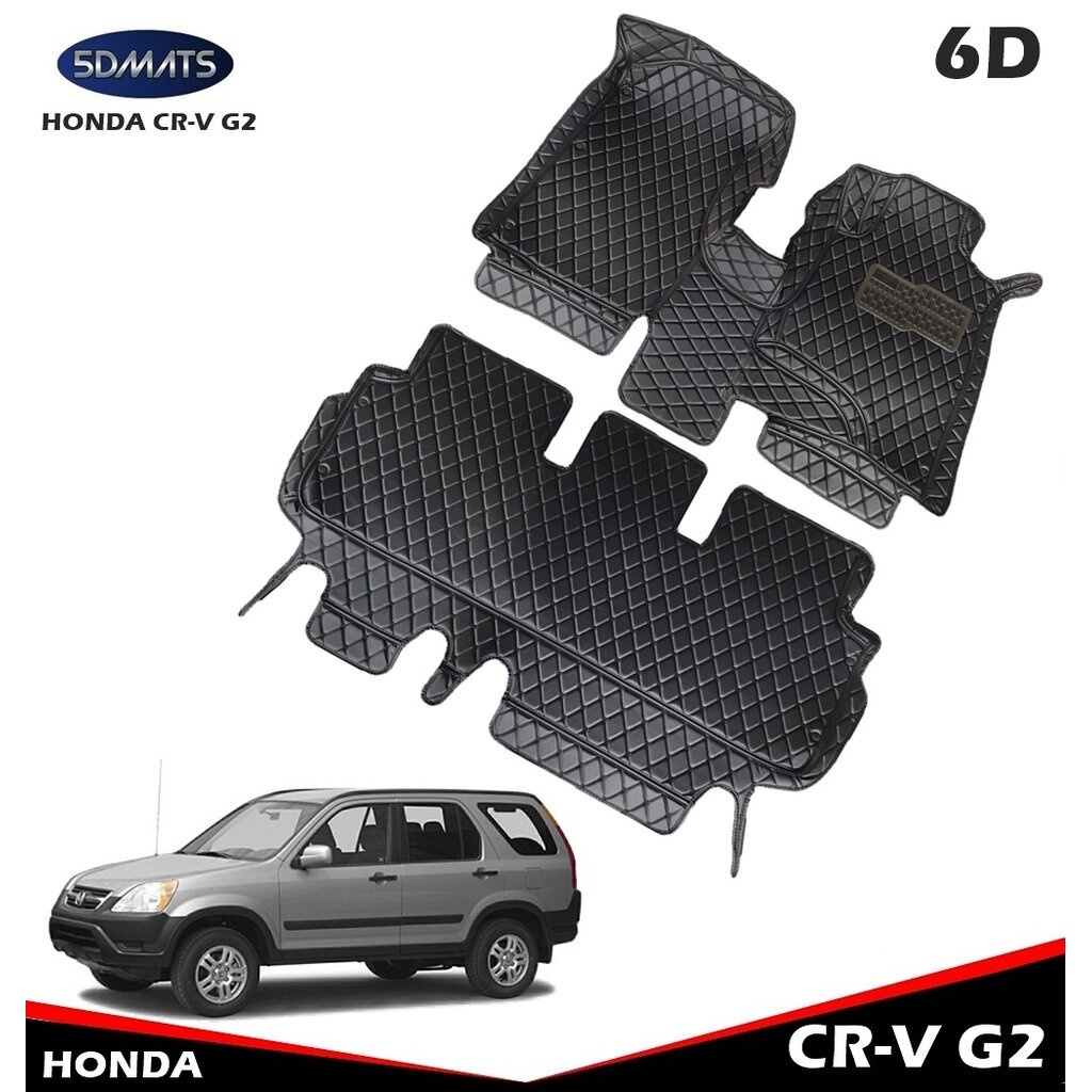 พรมปูพื้นรถยนต์6D HONDA CRV G2 ปี2002-06 พรม6D เข้ารูป เต็มคัน ในรถ 2ชิ้น