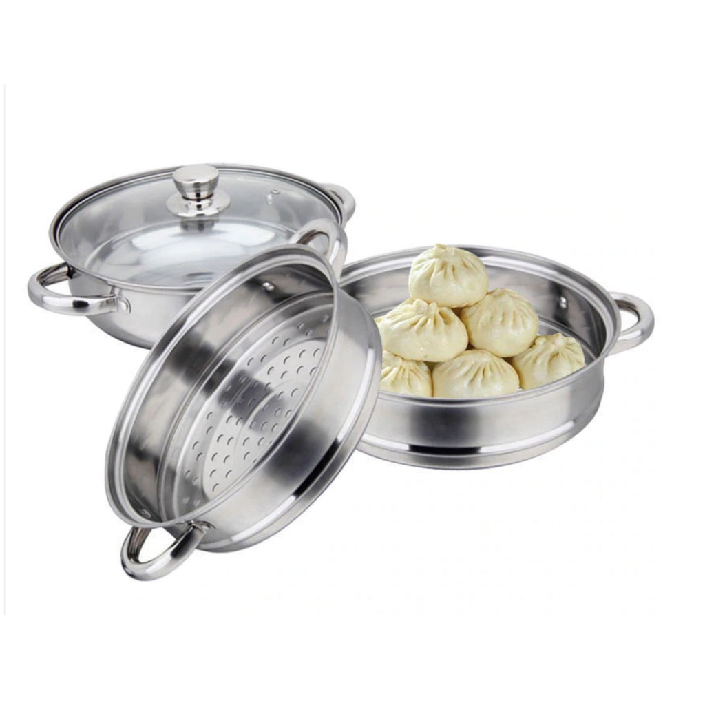 M KITCHEN NEW 2883 หม้อนึ่ง & หม้อสุกี้ ชาบู สแตนเลส 3 ชั้น ขนาด 28 ซม ซึ้งนึ่ง สามารถใช้กับเตาแม่เหล็กไฟฟ้า (B1) - รูปที่ 2