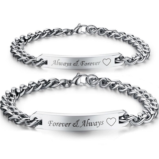 สร้อยข้อมือพิมพ์ลายตัวอักษร Always &amp; Forever เครื่องประดับแฟชั่นสตรี