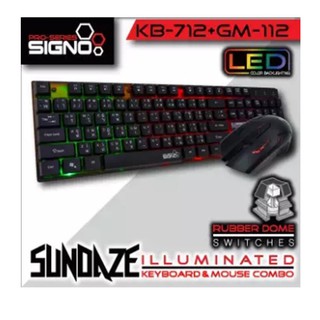 SIGNO SET COMBO รุ่น KB-712+GM-112 SUNDAZE ILLUMINATED คีย์บอร์ด Gaming