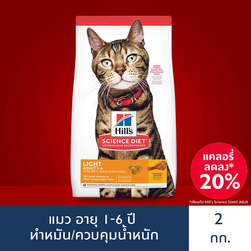 Hill's® Science Diet® อาหารแมว อายุ 1-6 ปี สูตรไขมันต่ำสำหรับแมวทำหมันหรือต้องการลดน้ำหนัก ขนาด 2 กก