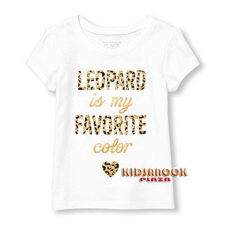 [แท้]PL241 เสื้อ The Childrens Place รุ่น Leopard Is My Favorite Color Glitter  Graphic Tee (สำหรับเด็กอายุ 2 ปี)