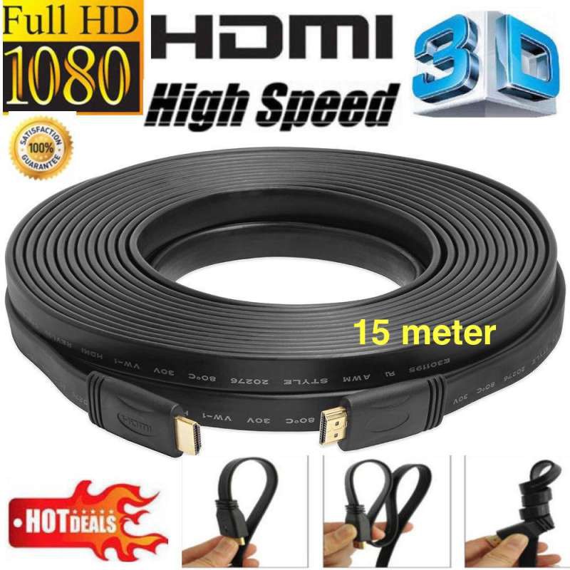 ลดราคา HDMI High Speed 15M 1080p 3D VER 1.4 สายแบบอ่อนแบนยาว 15เมตร (Black) 6 คะแนน #ค้นหาเพิ่มเติม สายต่อจอ Monito HDMI High Speed HDTV Lightning