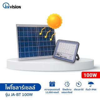 JA-BT-100W LED Solar Light แอลอีดี สปอร์ตไลท์ โซล่าเซลล์ สลิม กันน้ำ ไฟ สปอตไลท์ พลังงานแสงอาทิตย์ สปอร์ตไลท์รุ่นดีสุด