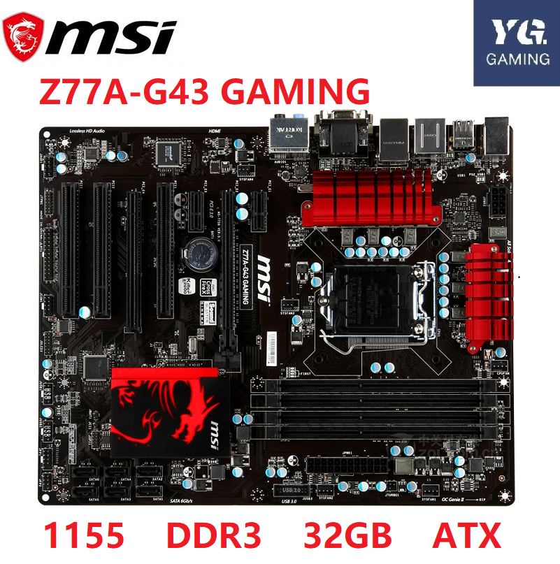สําหรับ MSI Z77A-G43 GAMING คอมพิวเตอร์ USB3.0 SATA III LGA 1155 DDR3 32GB สําหรับ Intel Z77 เดสก์ท็