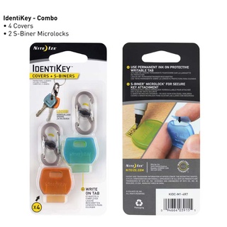 Nite Ize ปลอกครอบลูกกุญแจเพื่อระบุพร้อมคลิปล็อค S-Biner IdentiKey Covers S-Biner Combo