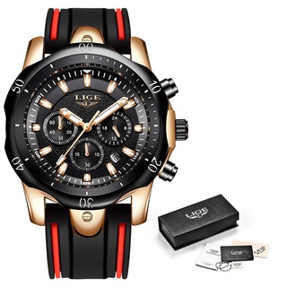 2019New LIGE Silicone Strap Men Watches Fashion Top Brand luxury Business Luminous Quartz Watch Men Casual