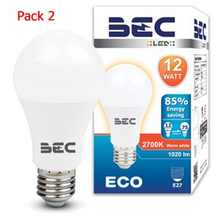 BEC หลอด LED 12W Warm White แสงทอง E27 (Pack 2 หลอด)