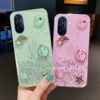 2022 New Casing เคสโทรศัพท Huawei Nova Y70 เคส Cartoons Phone Case Starry Sky Glitter Rhinestones Planet Soft Case