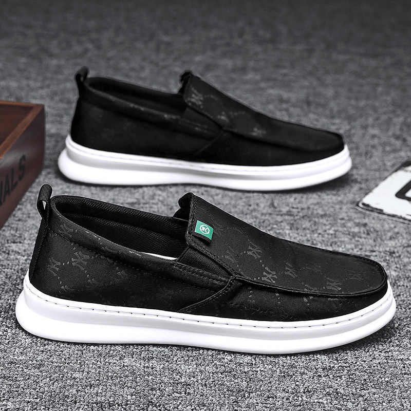 slip on รองเท้าผ้าใบลายกราฟฟิตีแบบลำลองส้นแบนสไตล์เกาหลี - รูปที่ 5