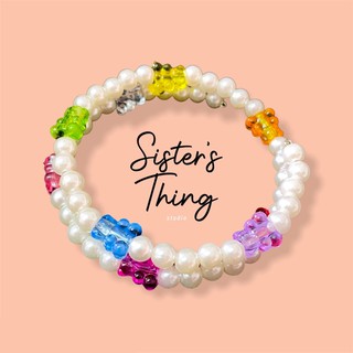 Sister’s Thing Studio 🌈 Double Pearl Jelly Bear bracelet กำไลมุกเจลลี่แบร์สองชั้น 🐻