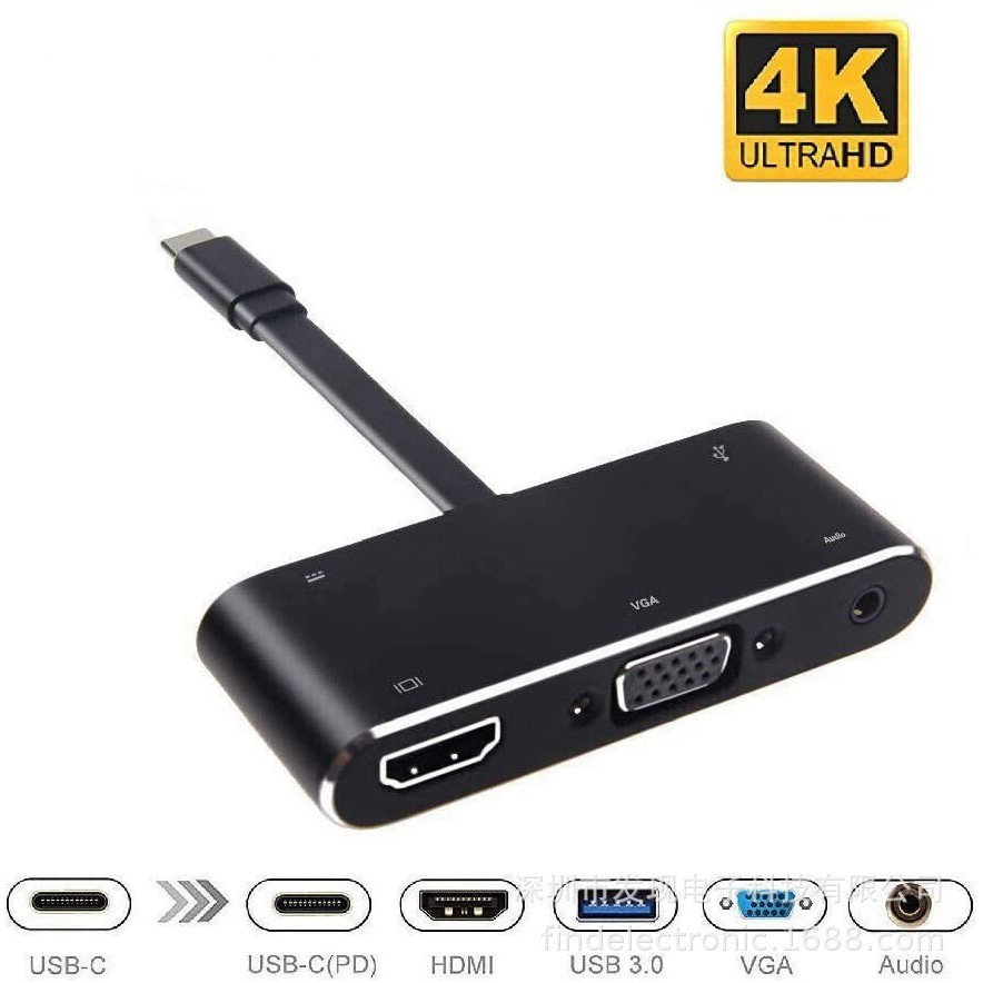 5in1 USB 3.1 Type C to HDMI+VGA Female Adapter