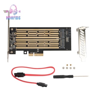 M.2 NVMe &amp; SATA NGFF Adapter SSD to PCIe Riser Card Key M+B with SATA Cable PCI 3.0 to M2 Expansion Dual Disk