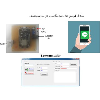 บอร์ดแจ้งเตือนอุณหภูมิ ความชื้นผ่านไลน์ (DHT22)