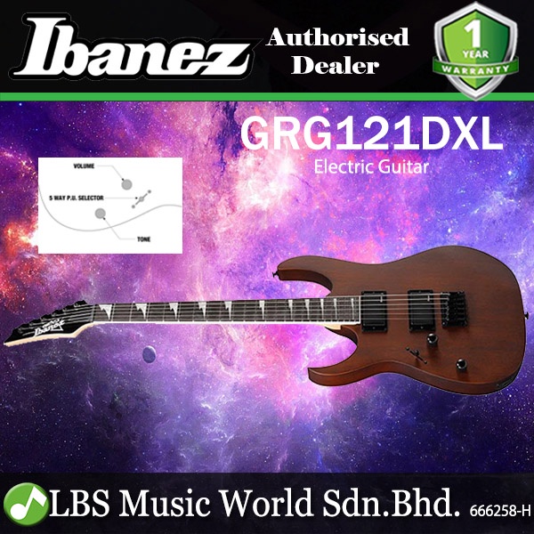 Ibanez GRG121DXL กีตาร์ไฟฟ้ามือซ้าย Okoume Body Maple Neck - Walnut Flat (GRG121DXL WNF)