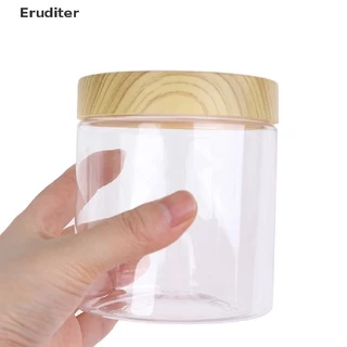 (Eruditer) ขวดโหลพลาสติกเปล่า พร้อมฝาปิดไม้เทียม