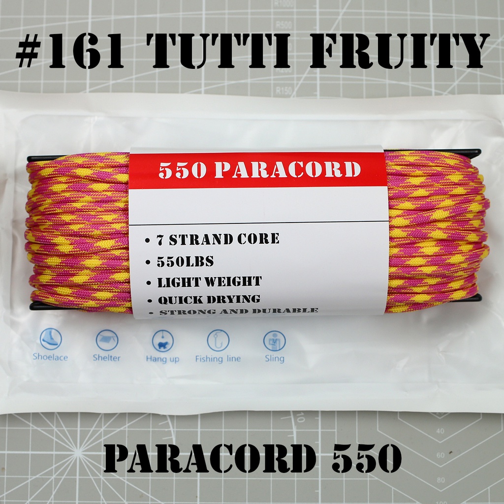 #161 TUTTI FRUITY เชือกพาราคอร์ด PARACORD 550 คุณภาพสูง ขนาด 100 ฟุต